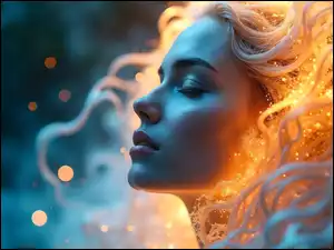 Blondynka, Kobieta, Zamknięte, Oczy