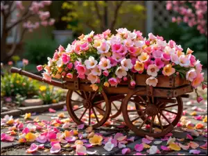 Kwiaty, Wózek, Kolorowe