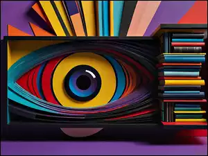 Grafika AI, Książki, Półka, Oko