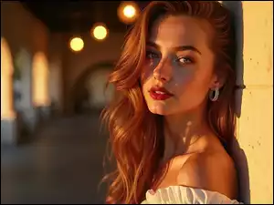 Kolczyk, Długowłosa, Kobieta, Twarz