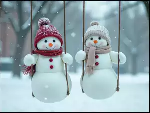 Grafika AI, Dwa, Bałwanki, Zima