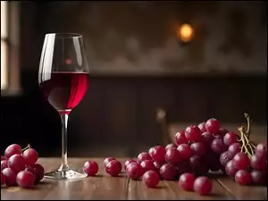 Winogrona, Kieliszek, Wino, Czerwone