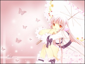 Chobits, Parasolka, motyle, Dziewczyna