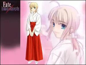 Fate Stay Night, logo, kobieta, twarz