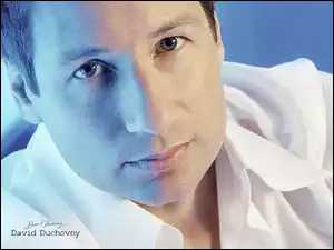 jasne oczy, David Duchovny, biała koszula