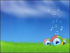 Niebo, Windows Media Player, Trawa