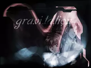 Gravitation, twarze, napis, ludzie