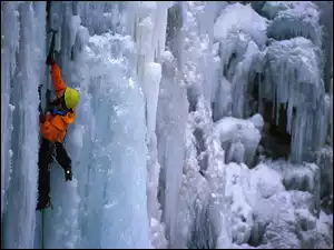 Alpinizm, lodowe sople, góra, wspinaczka