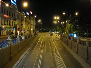 Polska, Noc, Kraków, Ulica
