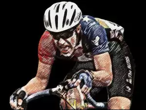 Rower, kierownica, kolarz, kask