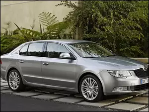 Srebrna, Bok, Skoda Superb, Prawy