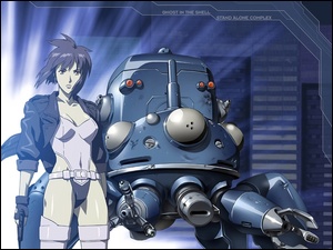 robot, pistolet, Masamune Shirow, kobieta