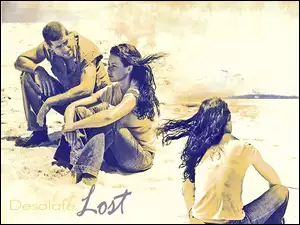 siedzą, Filmy Lost, Matthew Fox, Evangeline Lilly, plaża