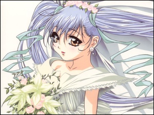 Martian Successor Nadesico, bukiet, kwiaty, kobieta