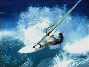 fala, Windsurfing, żagiel , deska, morze