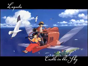 Laputa Castle In The Sky, para, ludzie, samolot