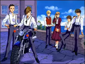 Gundam Wing, motor, ludzie, mur