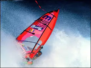 Windsurfing, czerwony żagiel