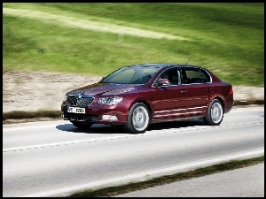 Bordowy, Droga, Metalik, Skoda Superb