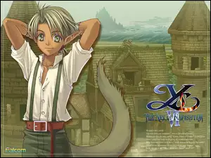 mężczyzna, grafika, Ys Vi The Ark Of Napishtim, manga, postać, elf