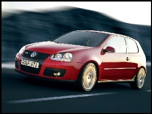 Czerwony, Volkswagen Golf, GTI