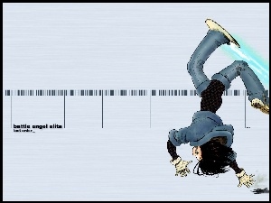 Battle Angel Alita, napisy, kod kreskowy, postać