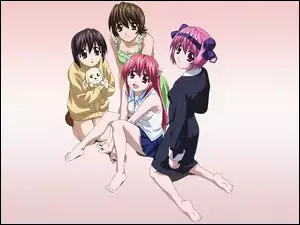 Elfen Lied, spojrzenie, koleżanki, dziewczyny