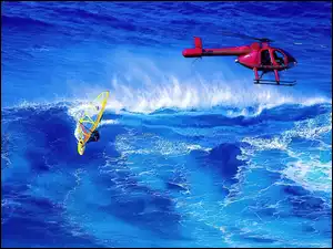 Windsurfing, helikopter