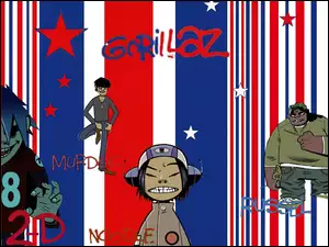 Gorillaz, ludziki, gwiazdki , kask