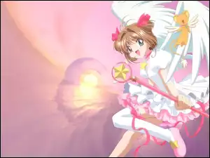 wings, Cardcaptor Sakura, pluszak, dziewczyna, kij