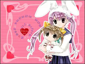 serce, Digi Charat, mundurek, dziewczynki, uszy