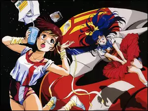 Gunbuster, kosmos, dziewczyny, ludzie jedzenie