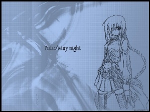 szkic, mini, Fate Stay Night, spódnica, dziewczyna, warkocz