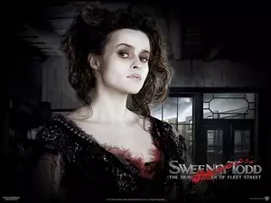 suknia, Sweeney Todd, drewniany dom, Helena Bonham Carter, fryzura