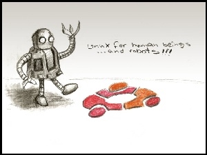 robot, Ubuntu, ludzie, symbol, krąg