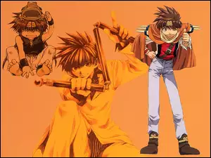 Saiyuki, peleryna, ludzie, nunczako