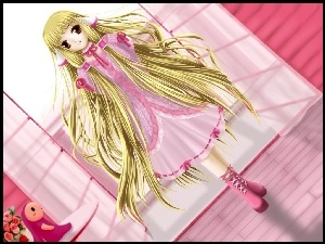 Chobits, sukienka, dziewczyna, włosy