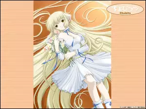 Chobits, suknia, dziewczyna, kwiaty