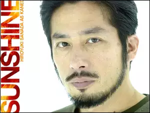 broda, twarz, Hiroyuki Sanada, Sunshine, napis