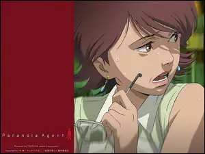 Paranoia Agent, okulary, pot, kobieta
