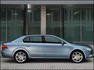 Bok, Srebrny, Skoda Superb, Stalowy, Prawy