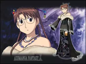 Azumanga Ff, napis, postać, okulary
