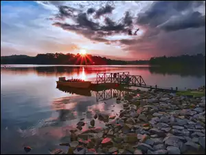 Kamienny, Jezioro, Brzeg, Łódka