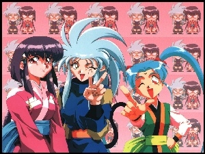 kimono, Tenchi Muyo, niebieskie włosy