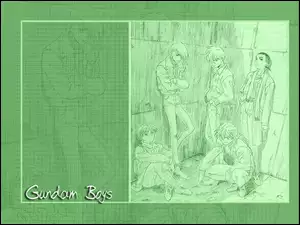 Gundam Wing, szkic, ludzie, kartka
