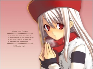 czapka, napisy, Fate Stay Night, twarz, dziewczyna, oczy