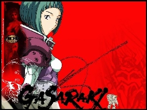 Gasaraki, robot, kobieta, napis