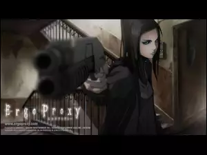 kobieta, Ergo Proxy, pistolet, schody, drzwi