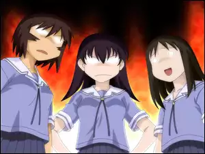 Azumanga Daioh, mundurki, dziewczyny, oczy