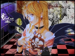 dziewczyna, oczy, Death Note, serce, okno, kolczyki